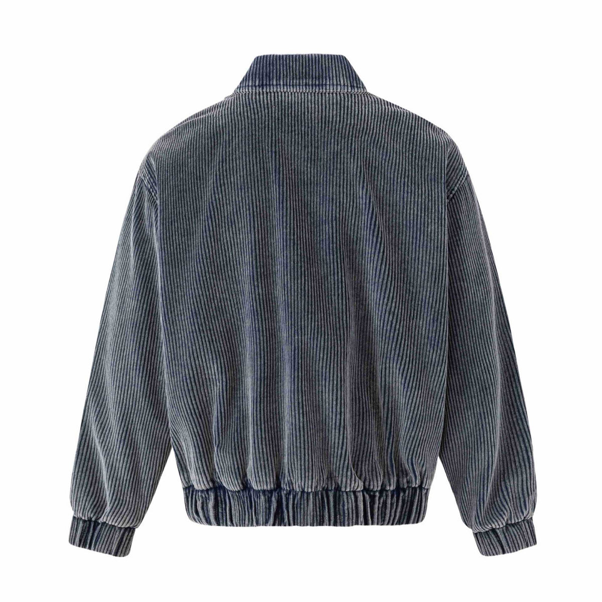 Unisex Short-cut Cord Workwear Jacket in Boxy Cut with Four Flap Pockets and Metal Buttons EVA-US