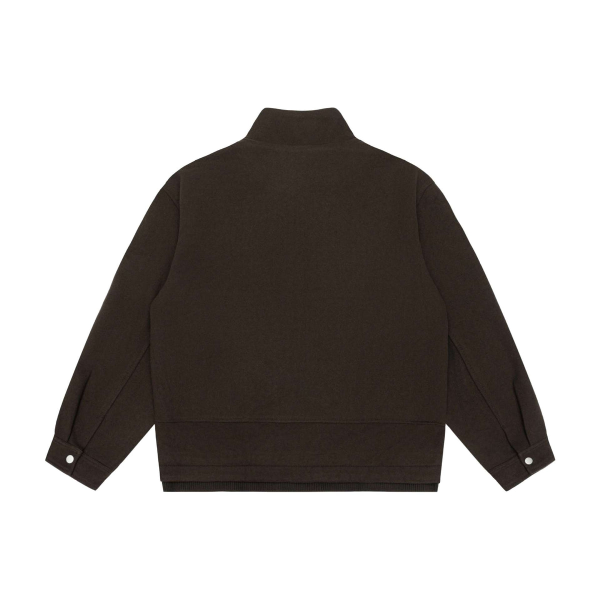 Men's Boxy Wool Blend Zip Blouson with High Ribbed Collar and Concealed Front Flap EVA-US