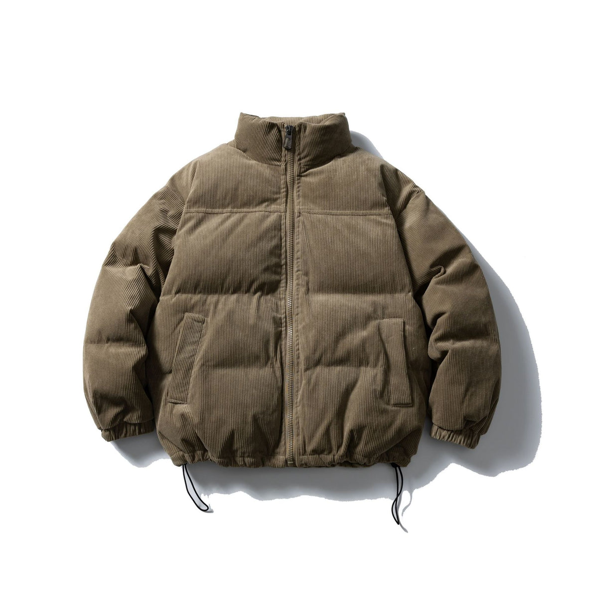 Unisex Padded Cord Blouson Jacket with Stand Collar, Elastic Cuffs, and Drawstring EVA-US