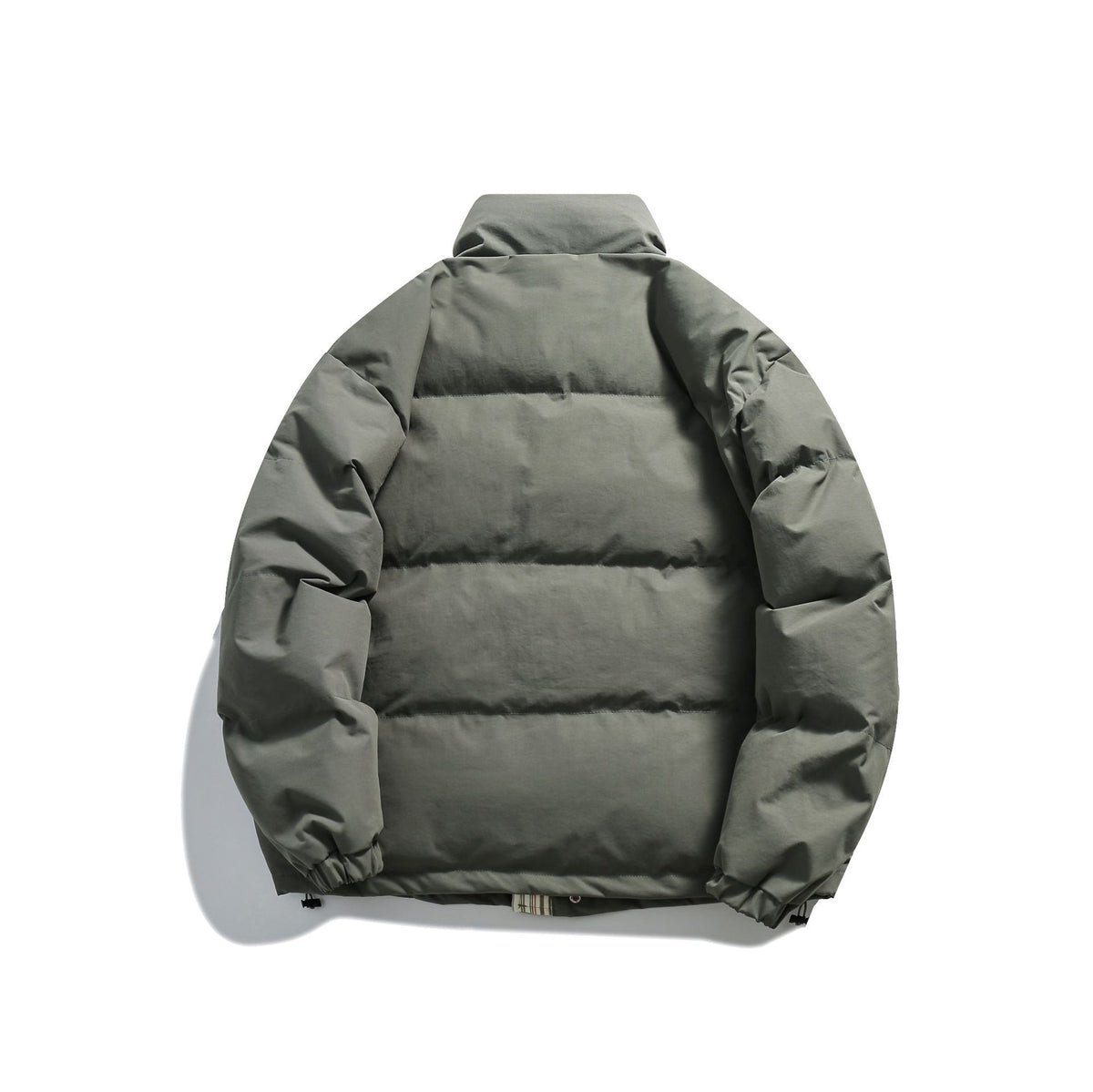 Unisex Short Cut Padded Puffer Jacket with High Stand-Up Collar and Striped Pocket Flaps EVA-US