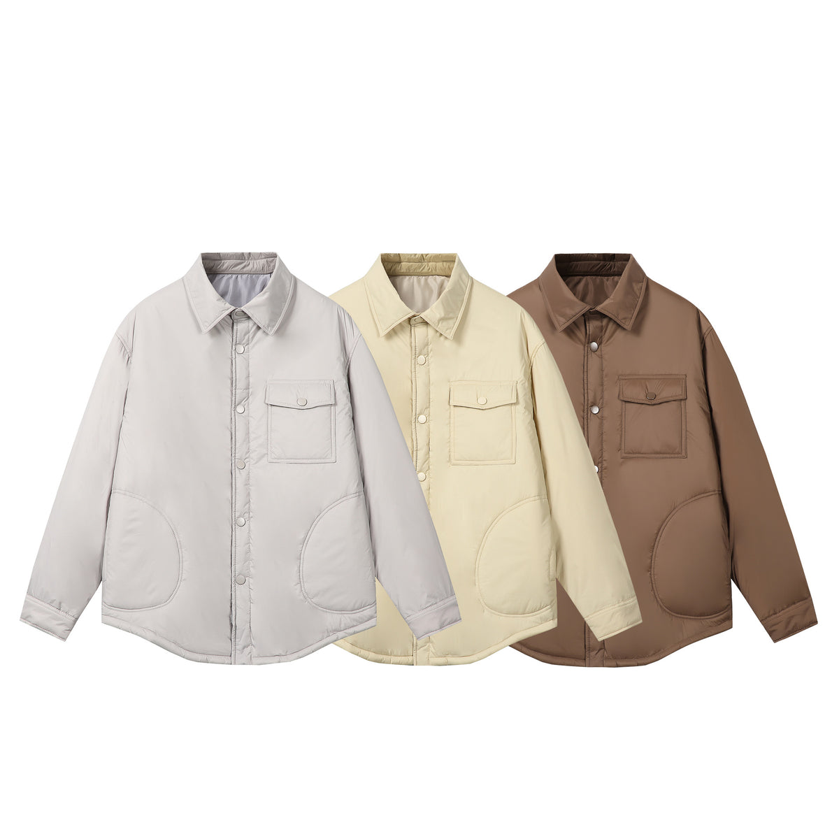 Unisex Short Cut Thermal Shirt Jacket with Shirt Collar and Flap Pocket EVA-US