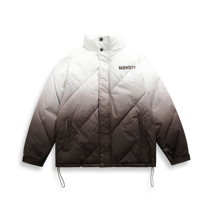 Unisex Short Cut Padded Jacket with Ombre Gradient and Diagonally Quilted Structure EVA-US