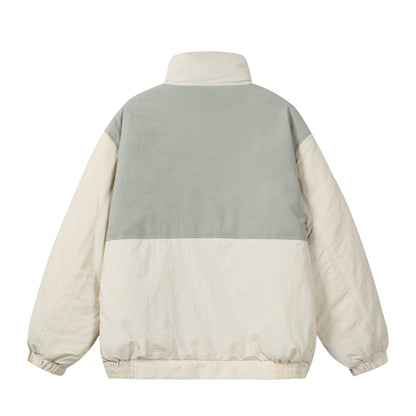 Unisex Boxy Puffer Jacket with high stand-up collar, cord shoulder yoke and large flap pockets EVA-US