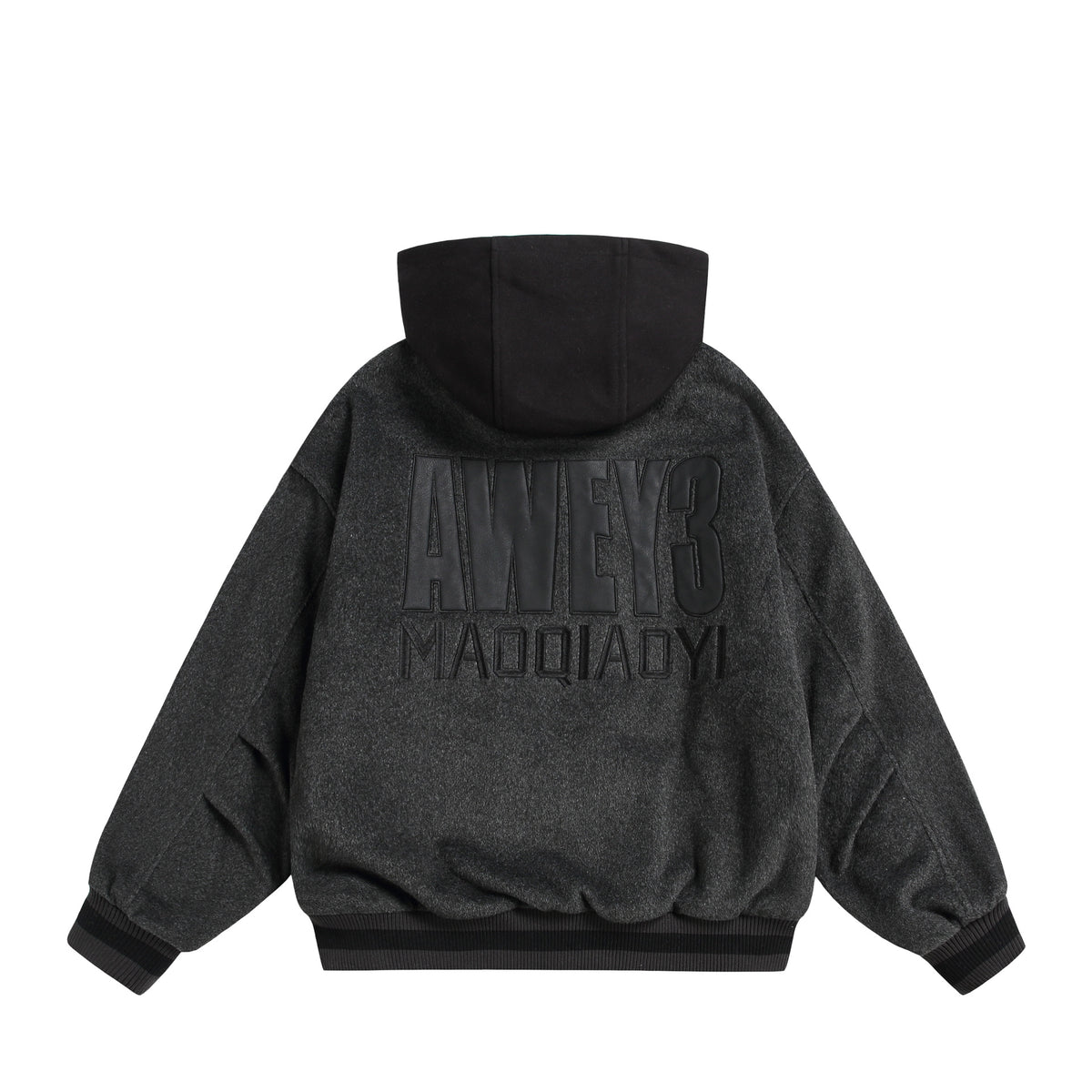 Unisex Oversize Fleece-Bomber Jacket with Contrast Hood EVA-US