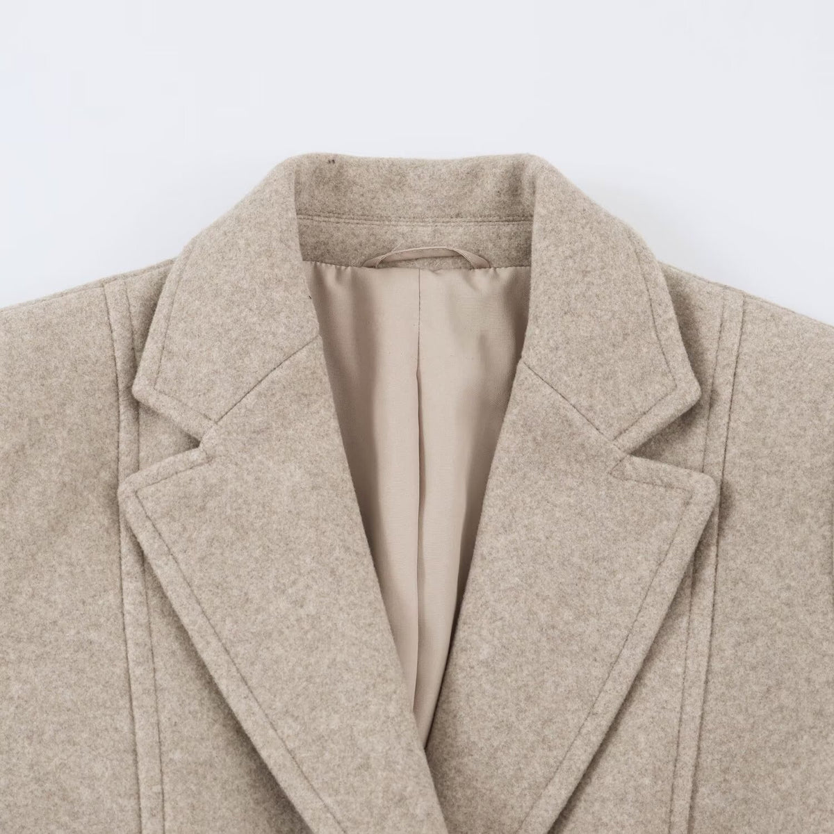 Women's Tailored Wool Look Coat with Notched Lapels and Welt Pockets EVA-US