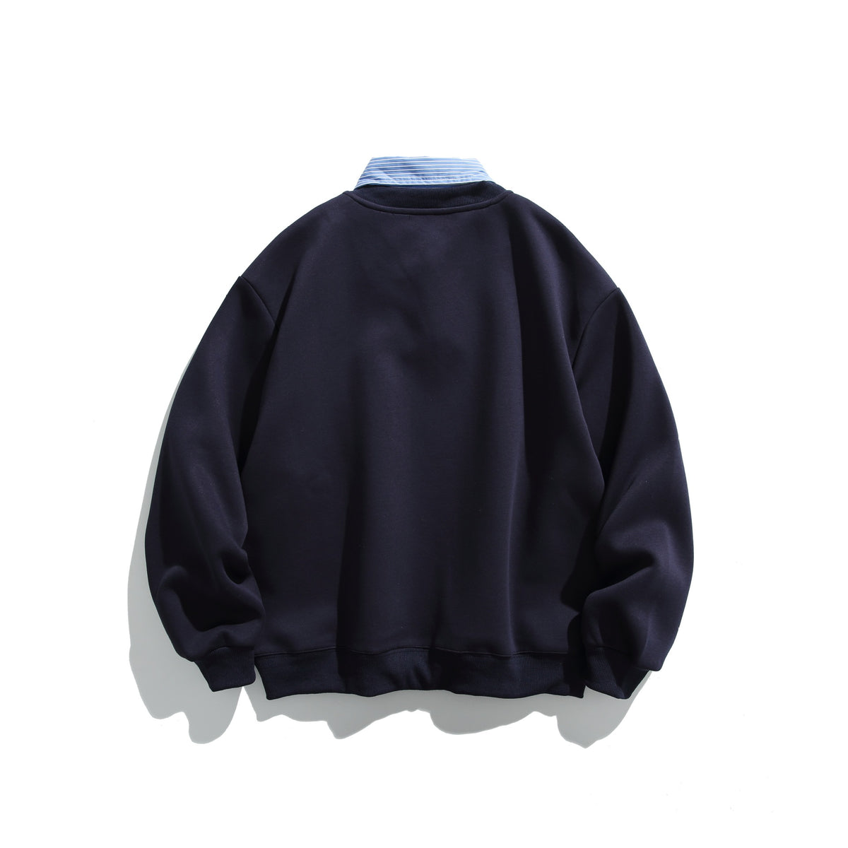 Unisex sweatshirt in layering look with integrated shirt collar and V-neck EVA-US