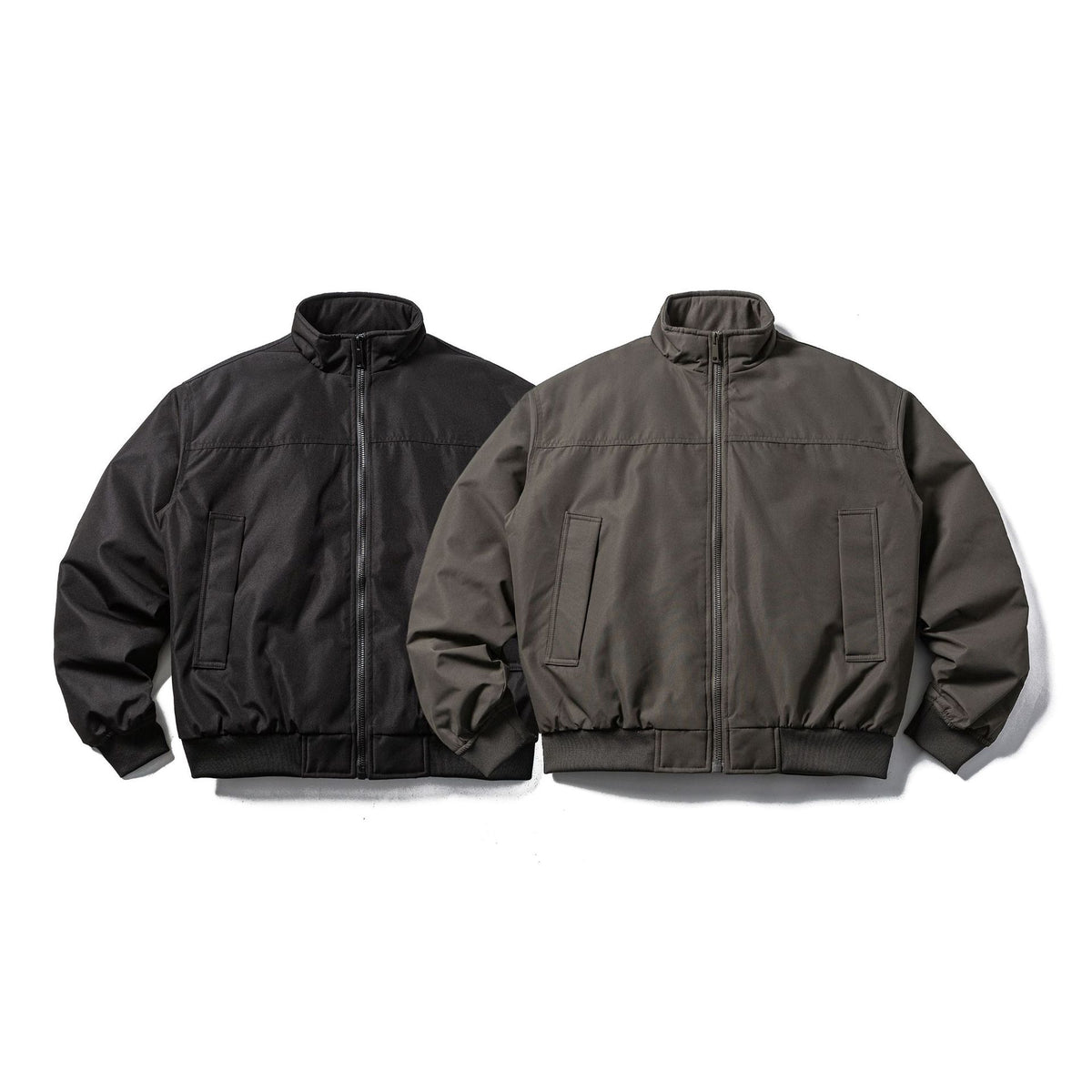 Men's Padded Bomber Jacket in Boxy Cut with High Stand-up Collar and Ribbed Hem EVA-US
