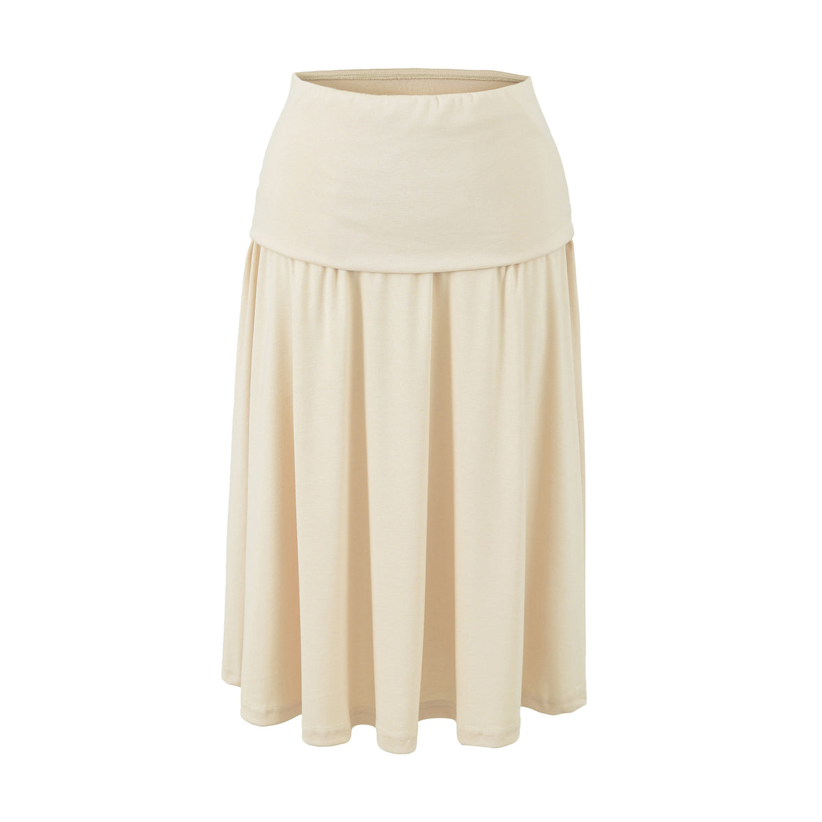 Women Long Jersey Maxi Skirt with Wide Hem and Gently Falling Pleats EVA-US