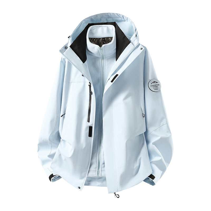 Men's two-layer softshell outdoor jacket with removable fleece lining and adjustable hood EVA-US
