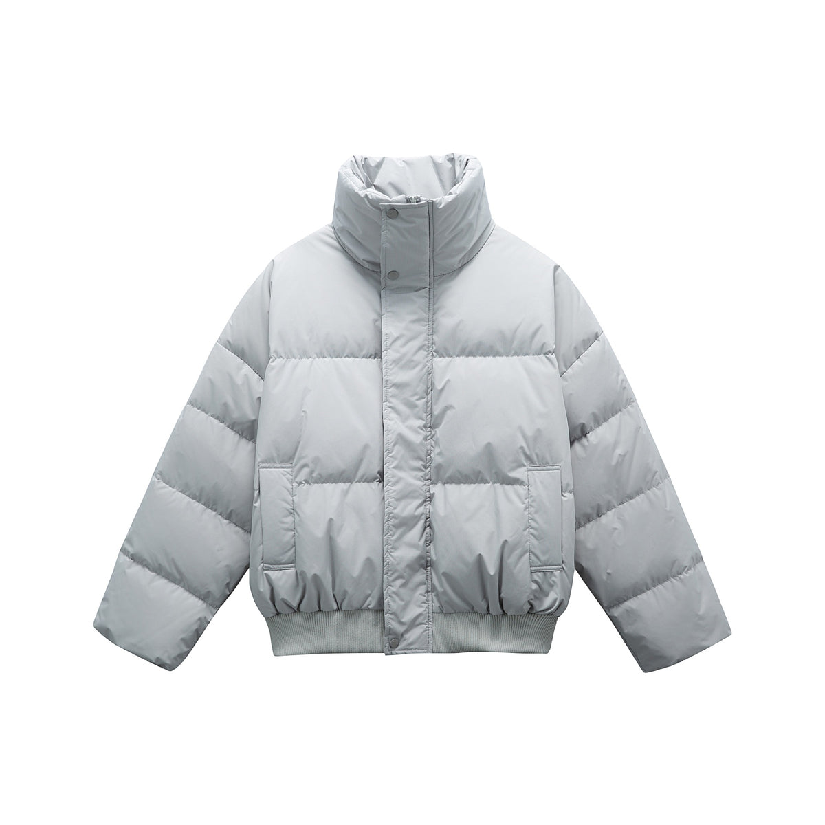 Unisex Boxy padded short jacket with high stand collar and elastic hem EVA-US