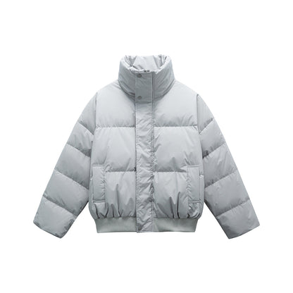 Unisex Boxy padded short jacket with high stand collar and elastic hem EVA-US