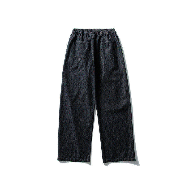 Ladies high-waisted wide pleated trousers made of cotton blend with straight leg EVA-US