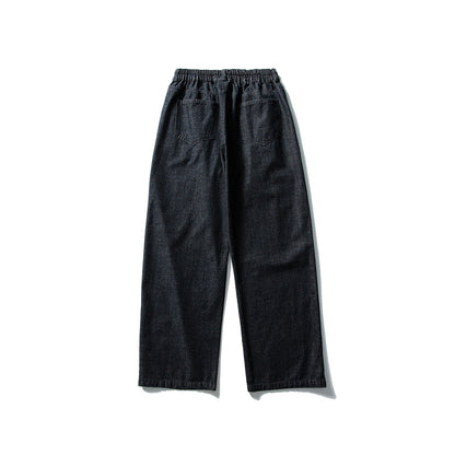 Ladies high-waisted wide pleated trousers made of cotton blend with straight leg EVA-US