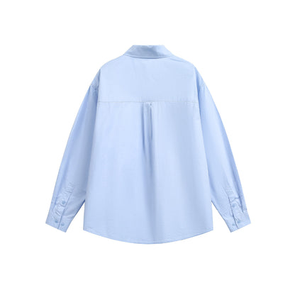 Women Oversize Casual Shirt with Drop Shoulder and Chest Pocket EVA-US