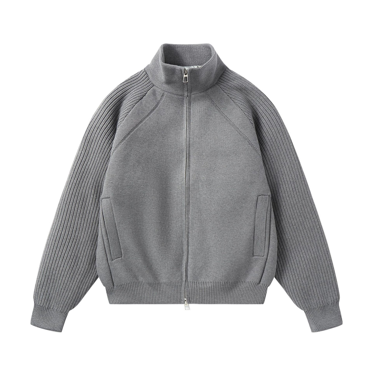 Unisex Knit Zip Jacket with Stand-Up Collar and Ribbed Sleeves EVA-US