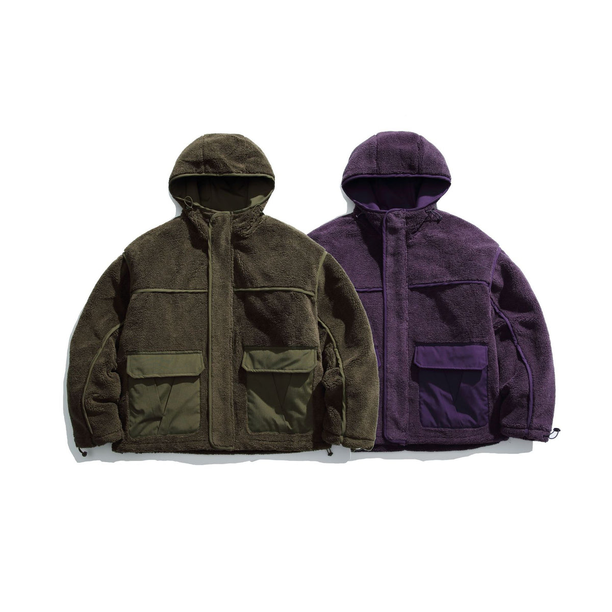 Unisex Insulated Fleece Utility Jacket with Hood and XXL Flap Pockets EVA-US