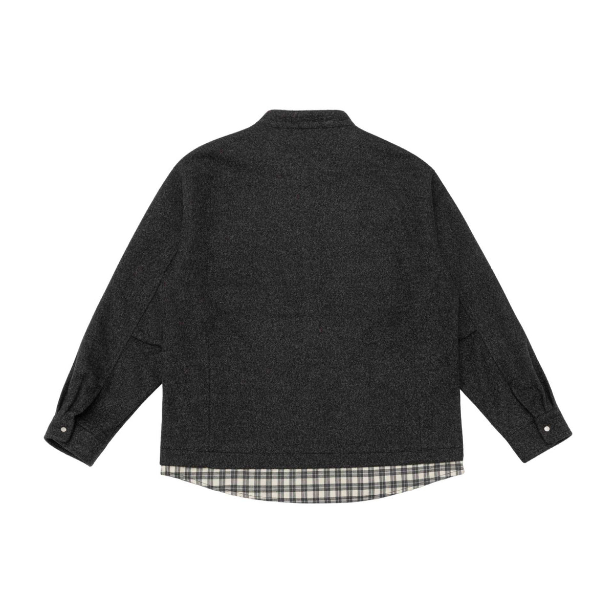 Unisex Short Cut Wool Blend Blouson with Stand-Up Collar and Checked Interior Band EVA-US