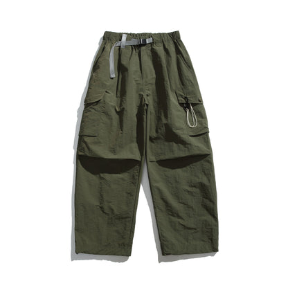 Men's cargo pants in utility style with elastic waistband and integrated belt EVA-US