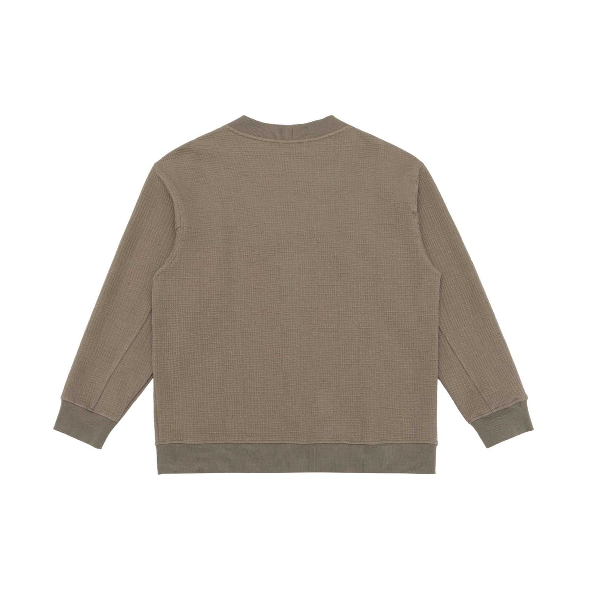 Unisex Waffle Structure Cardigan with V-Neck, Button Placket and Patch Side Pockets EVA-US