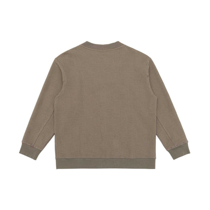 Unisex Waffle Structure Cardigan with V-Neck, Button Placket and Patch Side Pockets EVA-US