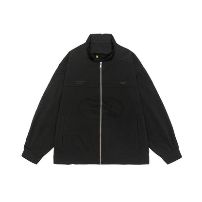 Unisex Boxy-Zip jacket in oversized cut with stand-up collar and tonal logo embossing EVA-US
