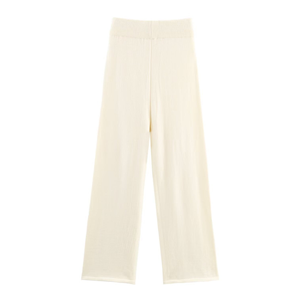 Women's Two-Piece Fine Knit Set with Shawl Collar Cardigan and High-Waist Wide Leg Pants EVA-US