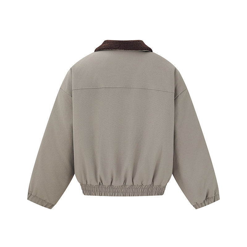Unisex short bomber jacket in boxy cut with teddy collar EVA-US