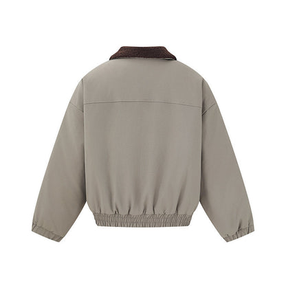 Unisex short bomber jacket in boxy cut with teddy collar EVA-US