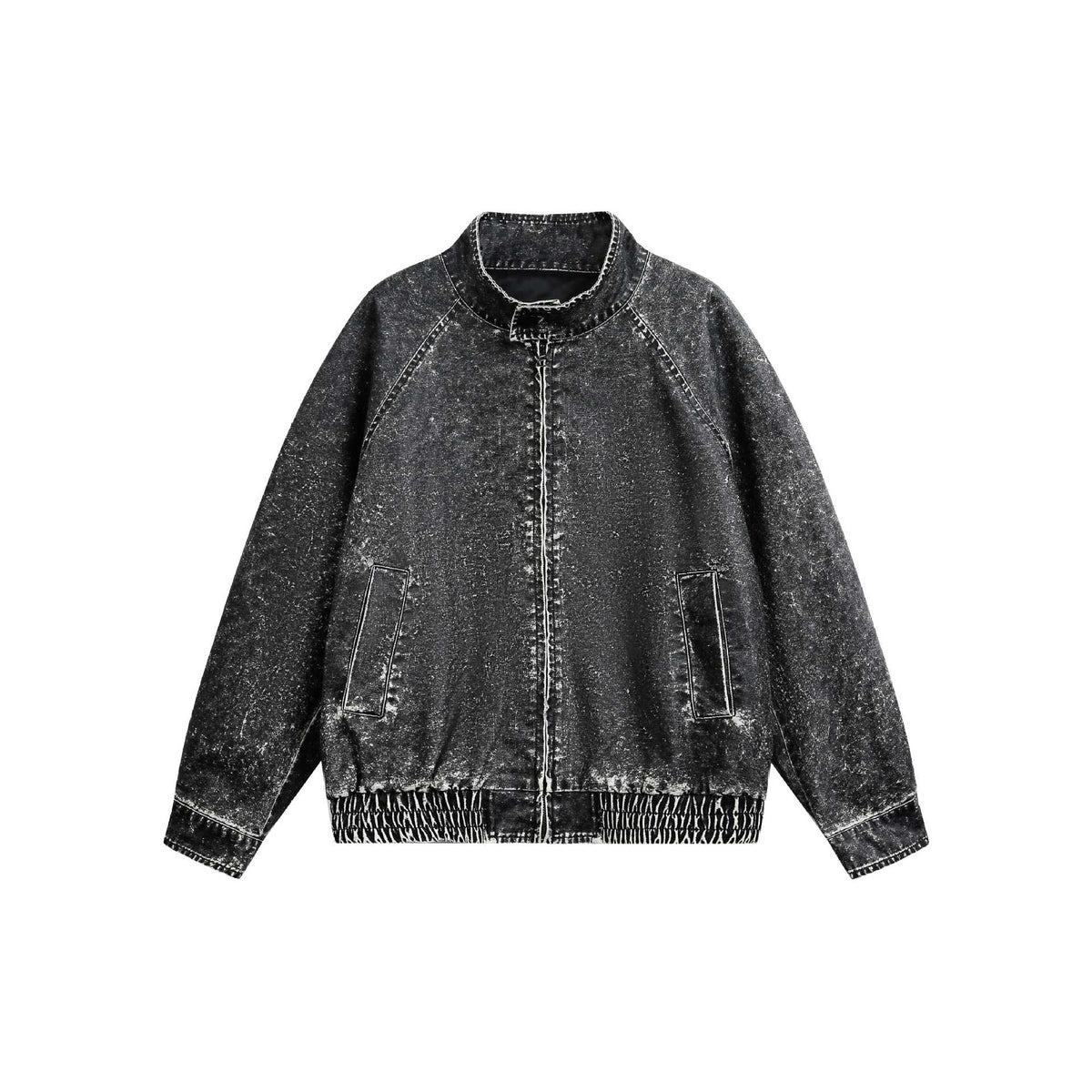 Men's short-cut vintage-inspired leather-look blouson with high stand-up collar EVA-US