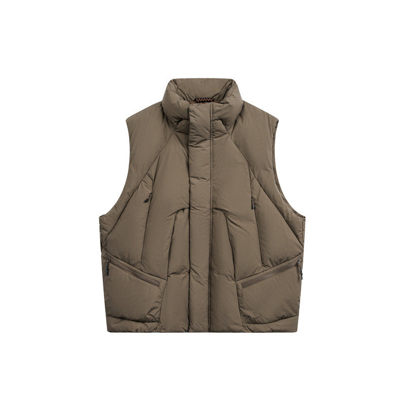 Men's padded quilted vest with high stand-up collar and multifunction pockets EVA-US