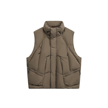 Men's padded quilted vest with high stand-up collar and multifunction pockets EVA-US