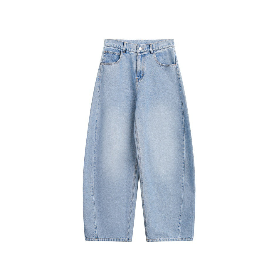 Women's Wide Cropped Denim Culotte with High Waist and Carrot Shape EVA-US