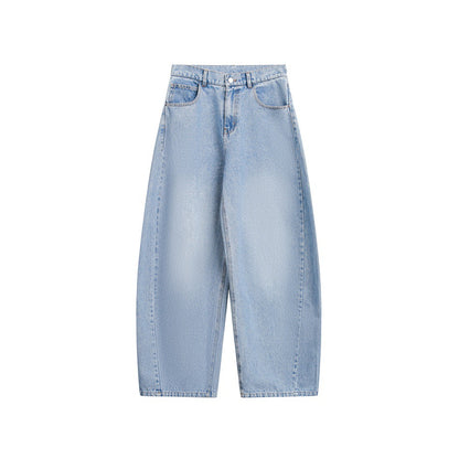 Women's Wide Cropped Denim Culotte with High Waist and Carrot Shape EVA-US