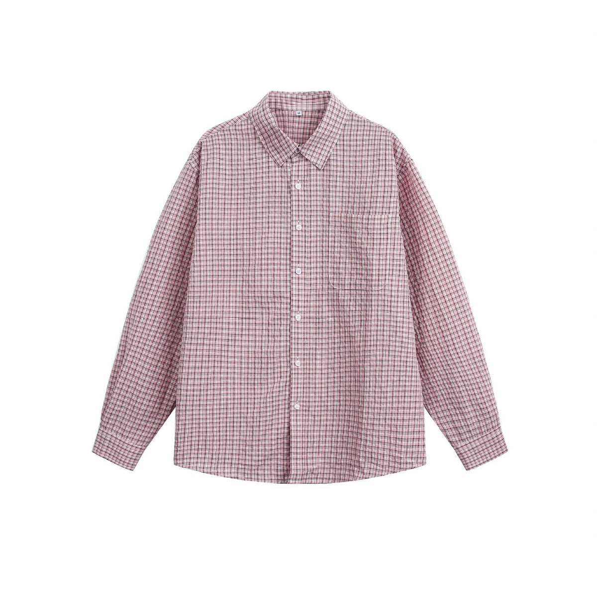 Unisex Relaxed-Fit Cotton Blend Checked Shirt with Chest Pocket and Fine Grid Structure EVA-US