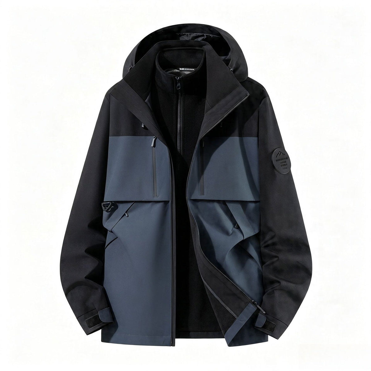 Men's three-layer softshell outdoor jacket with removable fleece lining and hood EVA-US