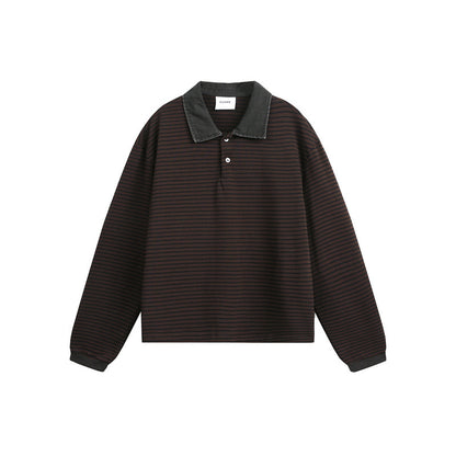 Unisex Relaxed-Rugby-Polo shirt with cord collar and fine striped knit EVA-US