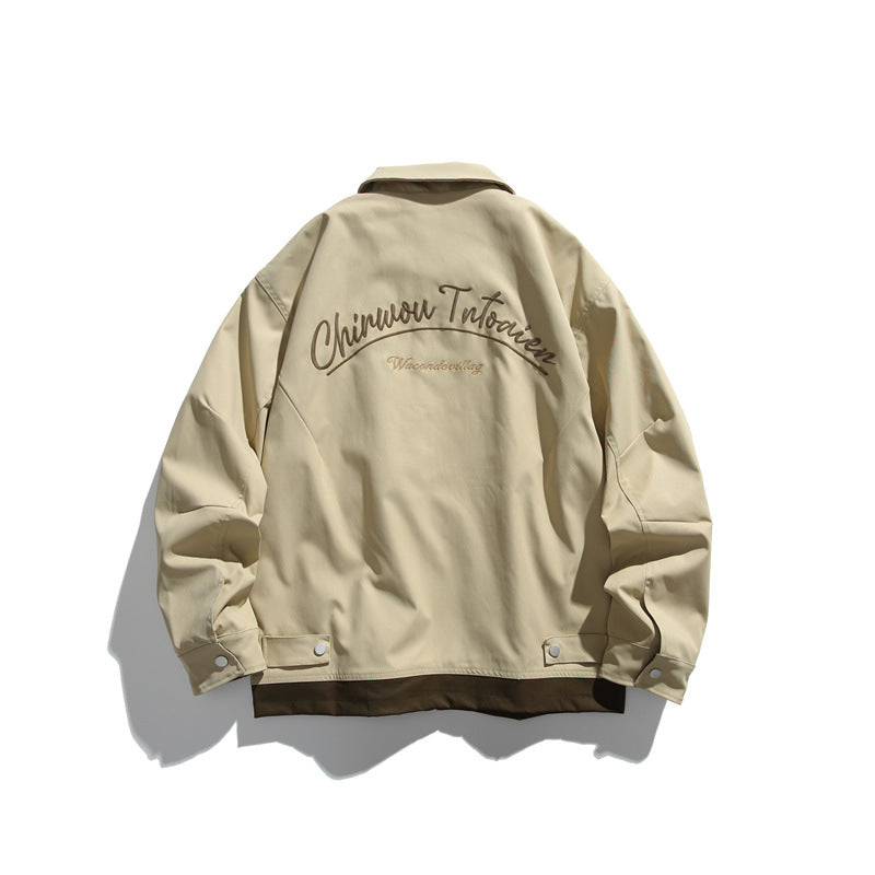 Unisex Boxy transitional blouson jacket with full-length zipper, chest zip pocket, and contrasting ribbed hem EVA-US