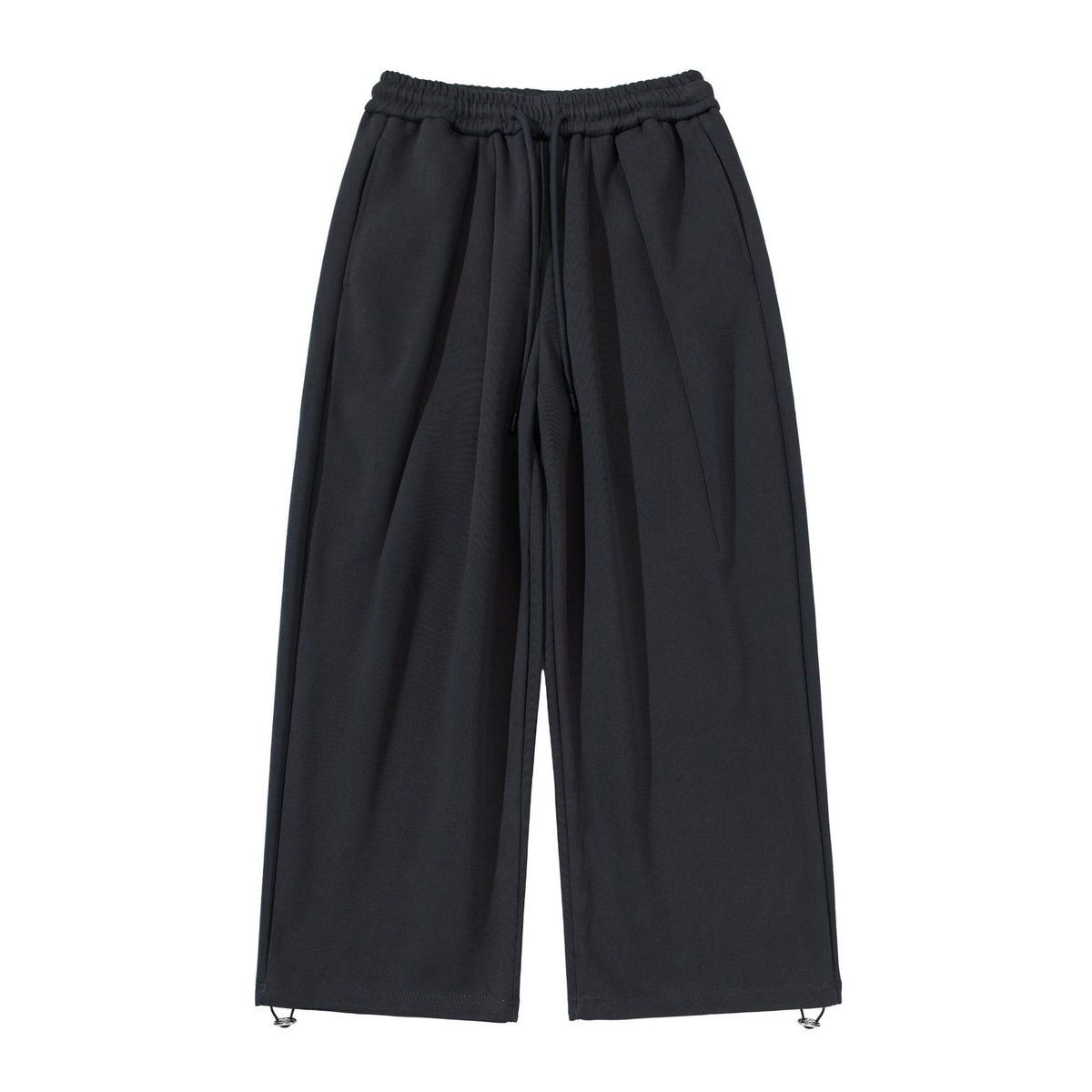 Unisex Wide Cropped Jogging Pants with Drawstring Waist, Side Pockets and Adjustable Hem