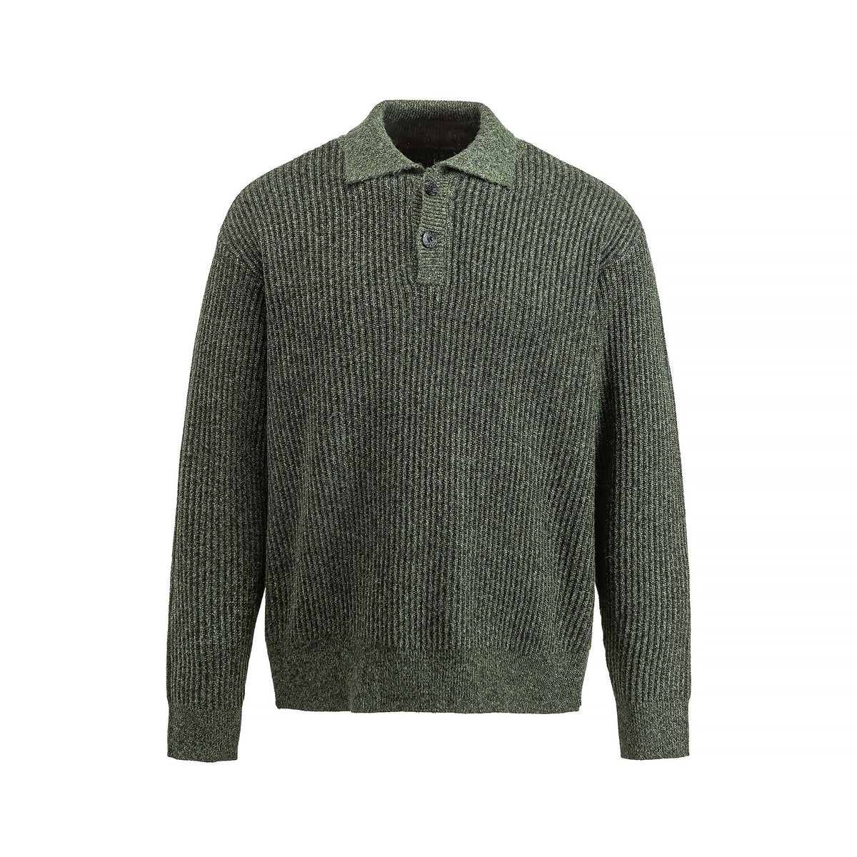 Men's knit sweater with polo collar and distinctive ribbed structure EVA-US