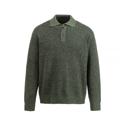 Men's knit sweater with polo collar and distinctive ribbed structure EVA-US