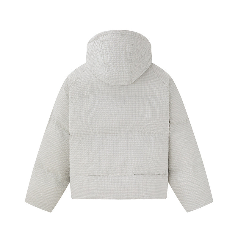 Unisex short-cut padded hoodie with fine check quilting EVA-US