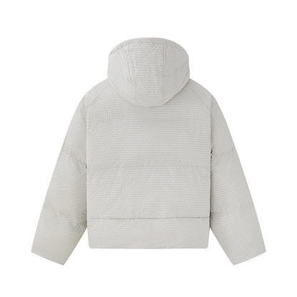 Unisex short-cut padded hoodie with fine check quilting EVA-US