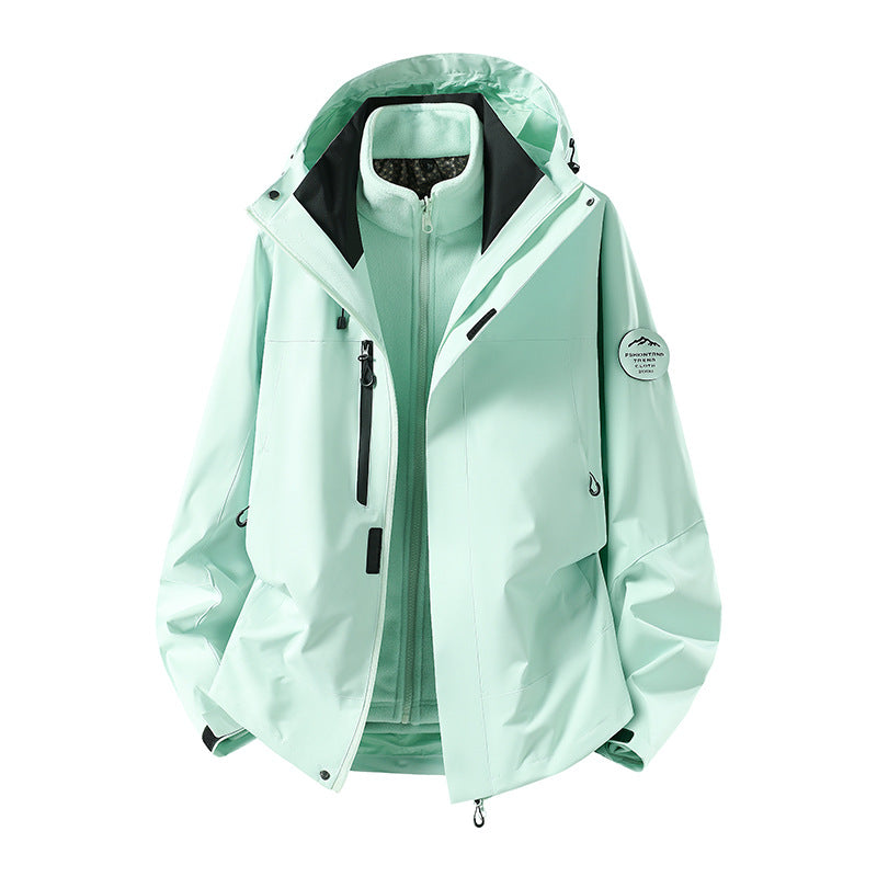 Men's two-layer softshell outdoor jacket with removable fleece lining and adjustable hood EVA-US