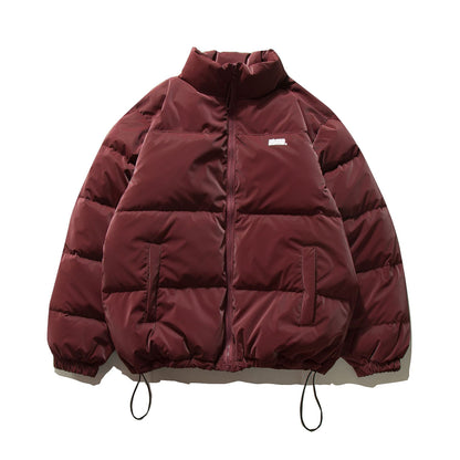 Unisex Short Oversized Quilted Puffer with High Stand-Up Collar and Drawstring EVA-US