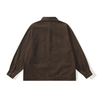 Men's Boxy Canvas Utility Blouson Jacket with Large Flap Pockets EVA-US