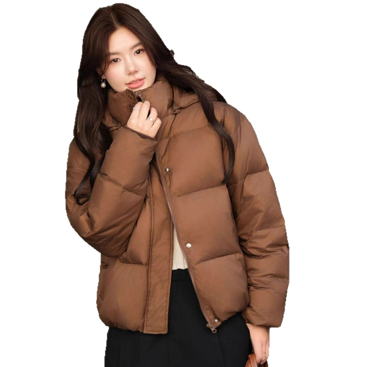Ladies short-cut oversized quilted jacket with XXL hood and thermal insulation EVA-US