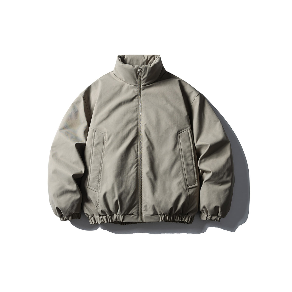 Men's Boxy Short Parka with High Stand Collar, Elastic Hem and Applied Front Pockets EVA-US