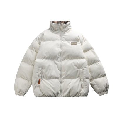 Unisex Boxy quilted short jacket with high funnel collar and teddy fleece look EVA-US