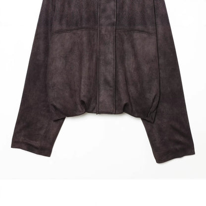 Women's short jacket in velvet look with high funnel collar and elastic hem EVA-US