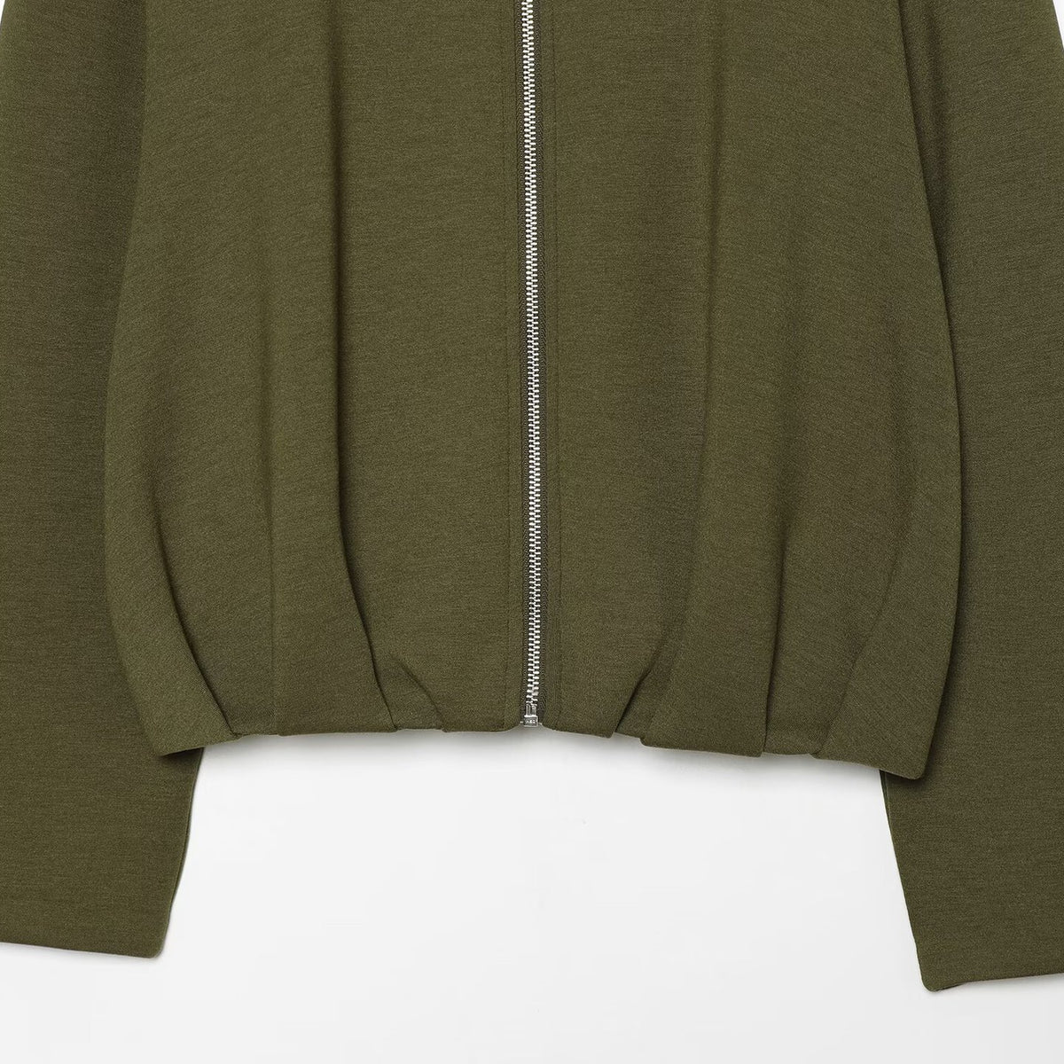 Women's Cropped Sweat Jacket with High Funnel Collar, Full Zip and Fitted Hem EVA-US